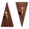 2 Pieces Inverted Triangle Designs Wood Hook Featuring Brass Accent for Decorative Wall Mounting In Various Room