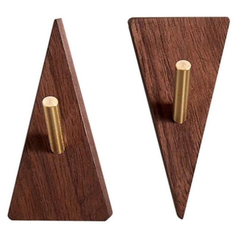 

2 Pieces Inverted Triangle Designs Wood Hook Featuring Brass Accent for Decorative Wall Mounting in Various Room 1