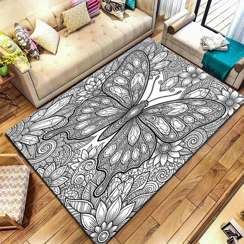 Black White Animals Pattern Square Carpet,Area Rug,Carpet Rug for Living Room Bedroom Sofa Playroom Decor,Non-slip Floor Mat,Holiday Birthday Gifts