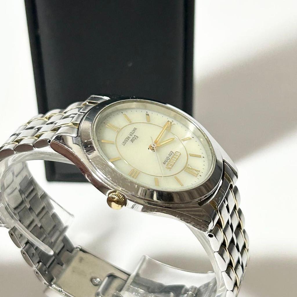 Used CITIZEN Citizen Eco Drive Men's Watch Solar E030-L20646 Beige Dial Silver Gold