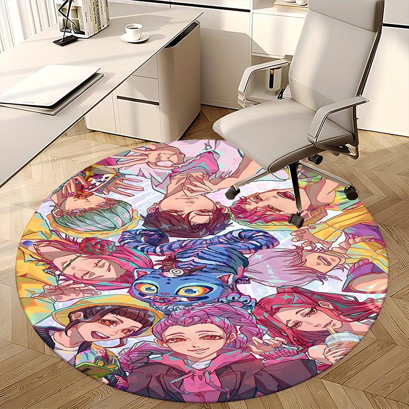 1pc Anime Cartoon Design Round Carpet - Office Chair Mat, Non-Slip Rug for Home Decor, Living Room, Bedroom, Game Room & Dormitory Decoration.W027