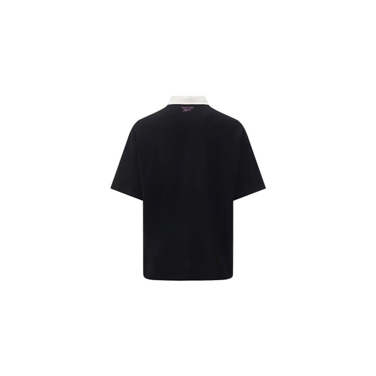 Reebok Color Block Polo Collar Knitted Short Sleeve Polo Shirt Unisex Tops Black 24SRC407UGH0