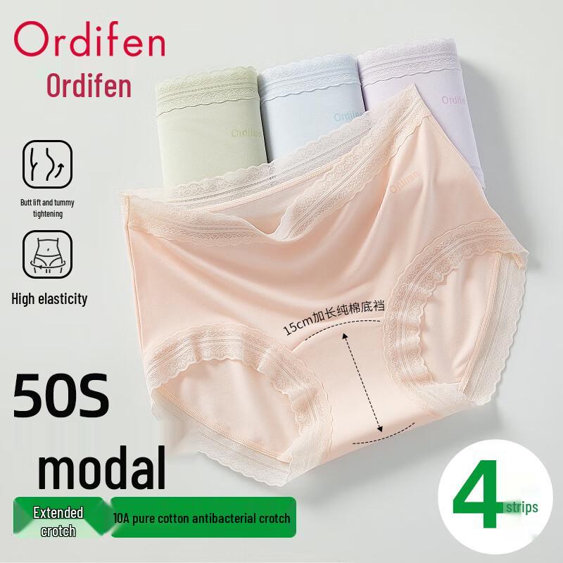 

Женские модальные трусы Odifen с кружевом - 4 шт. 2XL (140-160 jin)