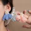 Silver Needle Tassel Flower Flower Fairy Earrings Female Pastoral Style Niche Handmade Temperament Exaggerated Earrings Female