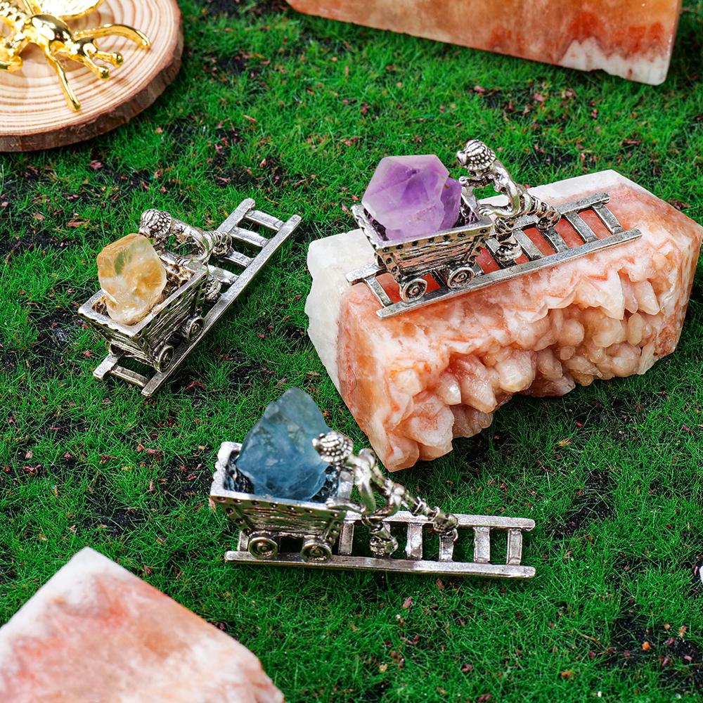 1pc Natural Crystal Raw Stone Orbit Miner Ornament Fun Ore Specimen Home Study Desktop Decoration Holiday Gift