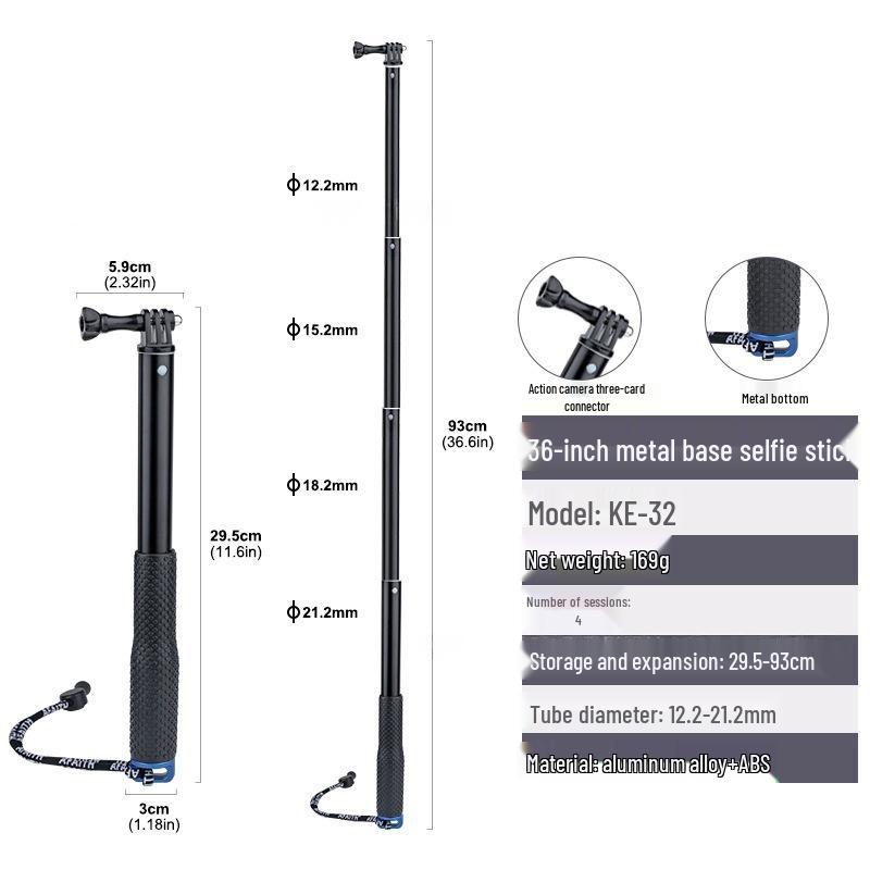 Telescopic Selfie Stick for Action Cameras: DJI Action5, Insta360, GoPro Accessories