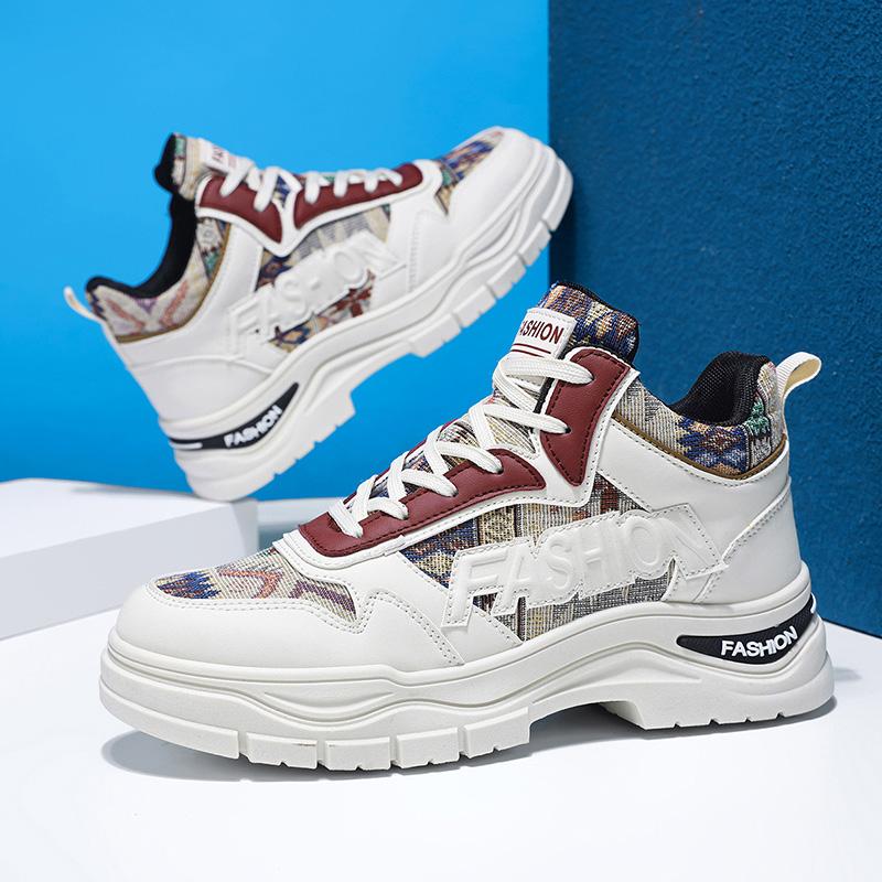 Heren Casual Vier Seizoenen Mode Hoge Top Studenten Comfortabele Sneakers Jongens Trendy Zachte Zool Ademende Schoenen