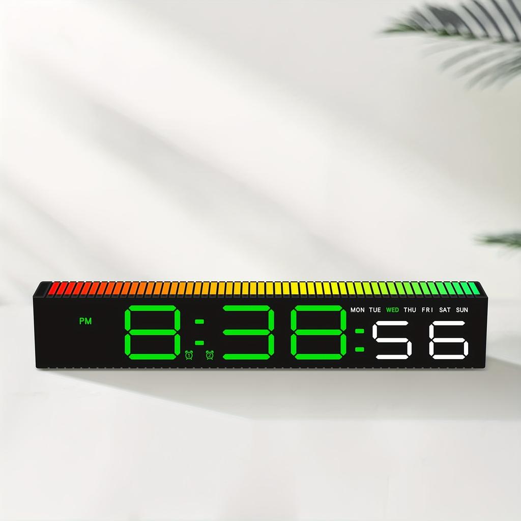 Modern LED Dijital Alarm Saati, Ruh Hali Işığı Hacim Kontrolü USB Güçlü, Renk Değiştiren Gece Lambası, Şık Siyah Dikdörtgen Tasarım