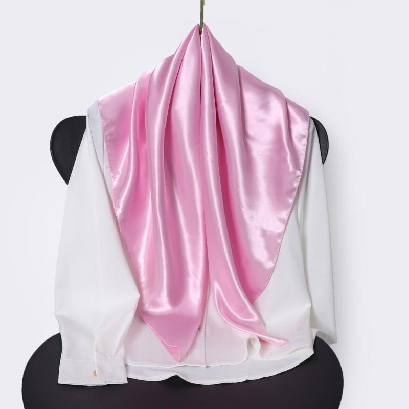 Classic solid color silk scarf women's trend versatile shawl simulation silk bag headscarf 90cm square scarf