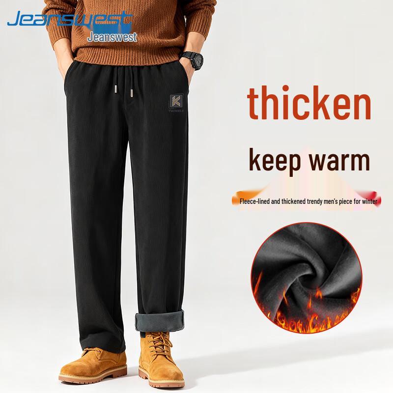 Jeanswest Men s Winter Fleece-Lined Chenille Straight-Leg Casual Pants M