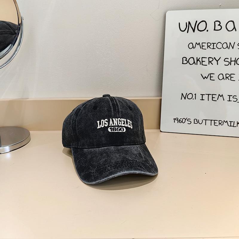 

Модная повседневная бейсболка из хлопка с эффектом стирки для женщин, модный бренд, вышивка букв, парная бейсболка, дышащая, для весны и лета M（56-58cm）