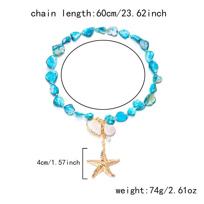 Layered Beaded Necklace with Starfish & Shell Charms, Gold-Plated Pearl Chain for Women Fashion Layered Look