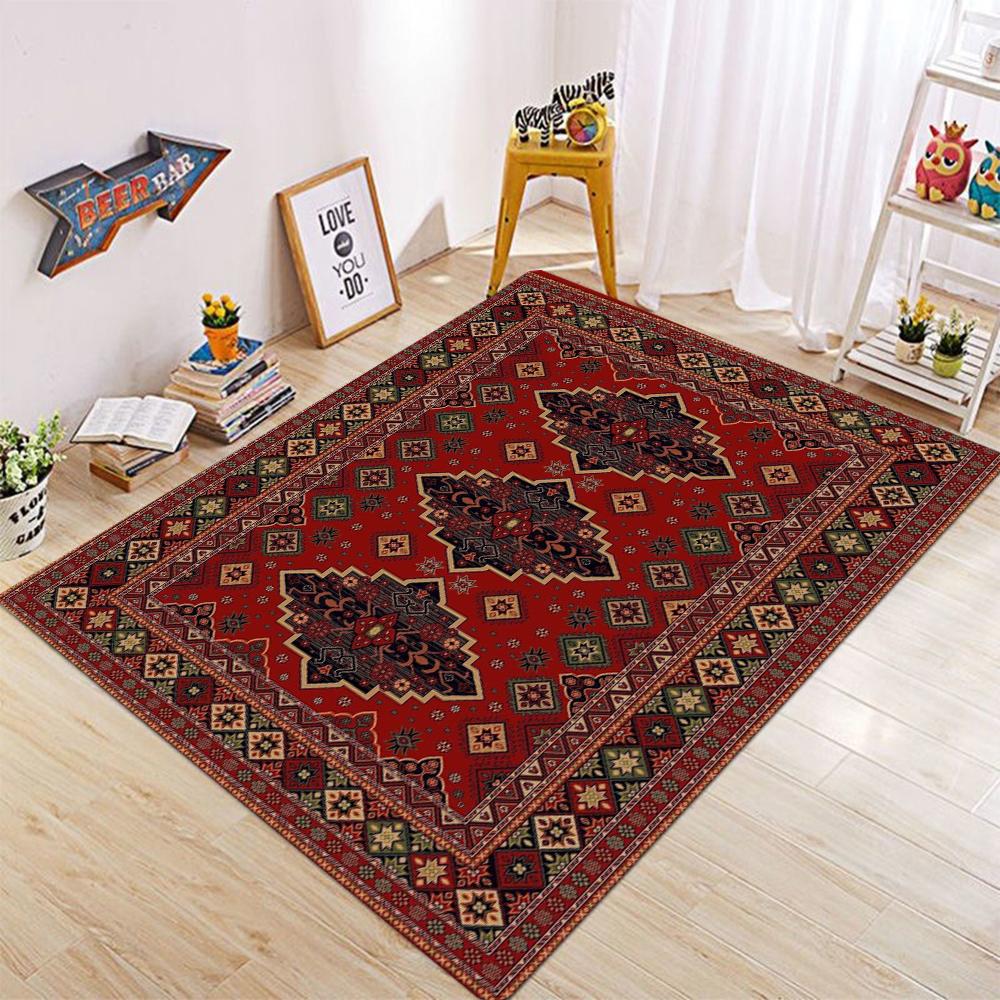 Retro Ethnic Carpets Turkish Persian Rug for Living Room Bedside Bedroom Vintage Floor Mat Entrance Doormat Carpet Large Rug