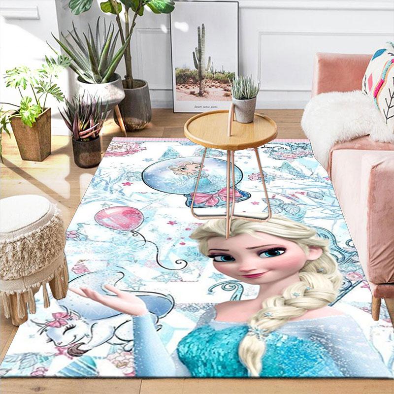 Frozen-themed floor protection rug, Elsa princess cartoon rug, suitable for room décor and as a gift.