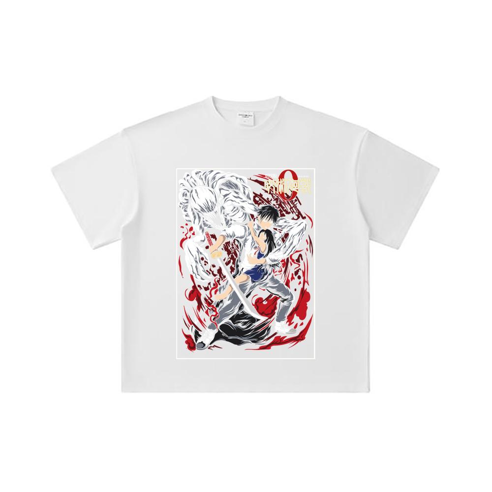 260 GSM Double Yarn 32 Count 100% Cotton Jujutsu Kaisen V65 Yuta Print Unisex Heavy Cotton T Shirt