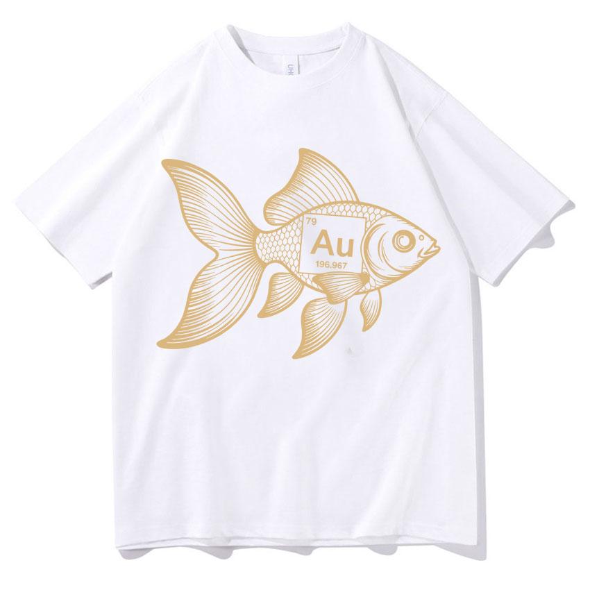 Funny Fish Shirt AU Chemistry Science Meme Unisexs TShirt Print Fashion Oversized Crewneck Cozy Short Sleeve T Shirts Teenagers