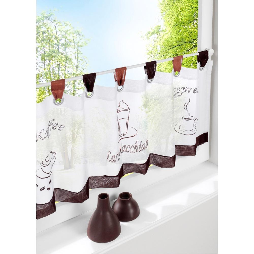 09B + C High-Density Yarn Computer Embroidered Small Coffee Curtain, Small Kitchen Curtain