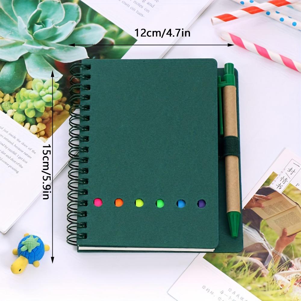 1 Notepad Set with Colored Post-it Notes,Coil Notebook,Transparent Index Stickers,Loose-leaf Sticker Notebook and a Ballpoint Pen - Ideal for Students