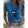 Fashion Women Retro Creative Black Cat Text Print T Shirt Funny Casual O-neck Short Sleeves T-shirt Summer Female Tee Shirt