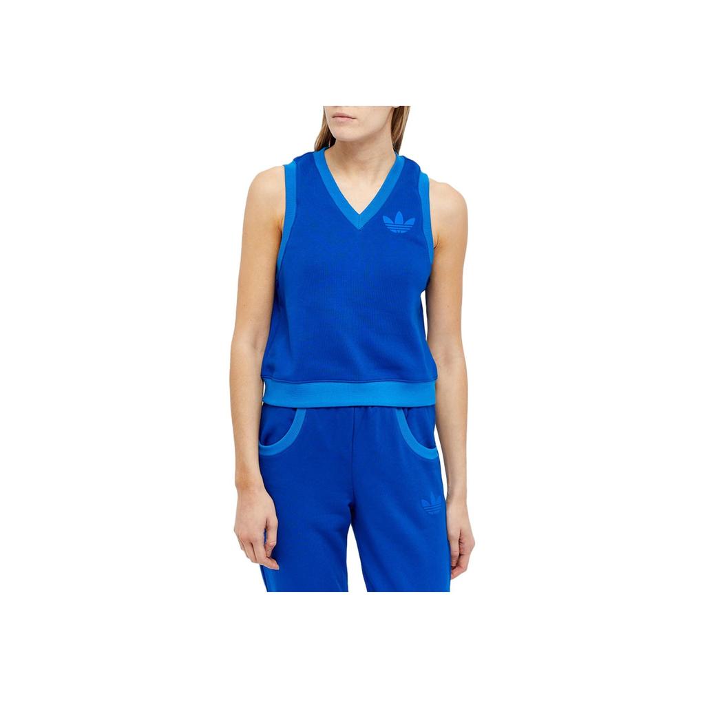 adidas Originals Trefoil Logo Sleeveless V-Neck Vest Women Vests Blue IB2059