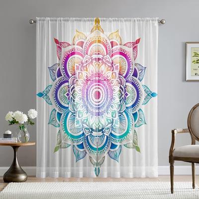 2 sztuki HD Cyfrowy Mandala Kwiatowy Nadruk Ekran Okienny Styl Dekoracji Domu Dekoracyjny Salon Sypialnia Zasłona na Karnisz Ef