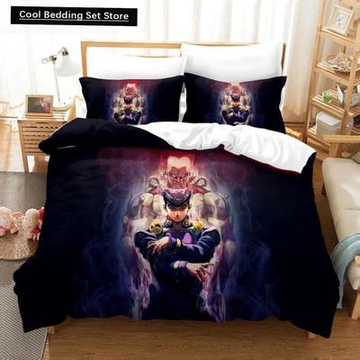 3D Print Anime JoJo Bizarre Adventure Jotaro Kujo Bedding Set Boys Girls Twin Queen Size Duvet Cover Pillowcase Bed Kids Adult