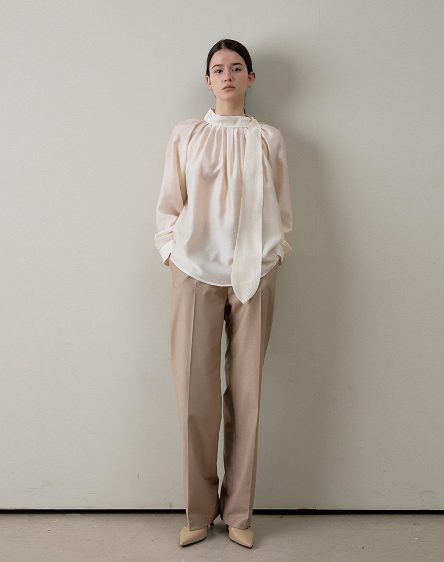 G Mar Side Tie Blouse Ivory Free