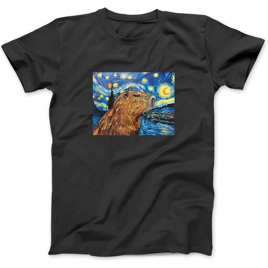 Meme Lover Starry Night Capybara T-Shirt, Sweatshirt, Hoodie for Men Women Kids Made in Canada Black XXXXXL разноцветный