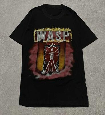 Vintage Vintage 80s Thrashed 1984 WASP Metal Rock Band T-Shirt Black S-5XL
