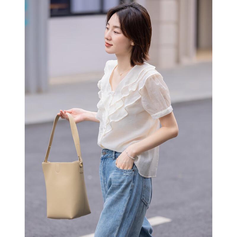 Demana V-Shape Triple-Layer Lace Short Sleeve Shirt