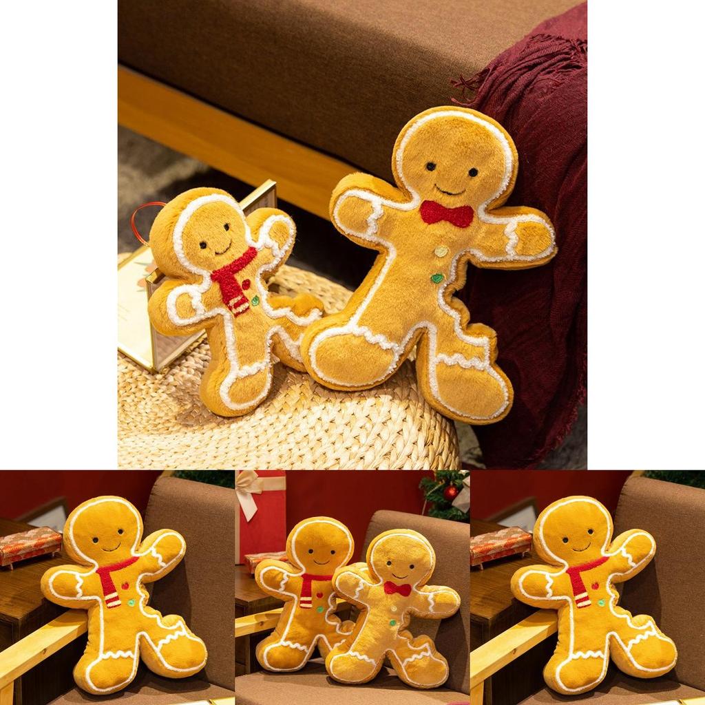 Weihnachts-Lebkuchenmann Plüschkissen mit PP-Baumwollfüllung für Feiertagsdekoration und Geschenke