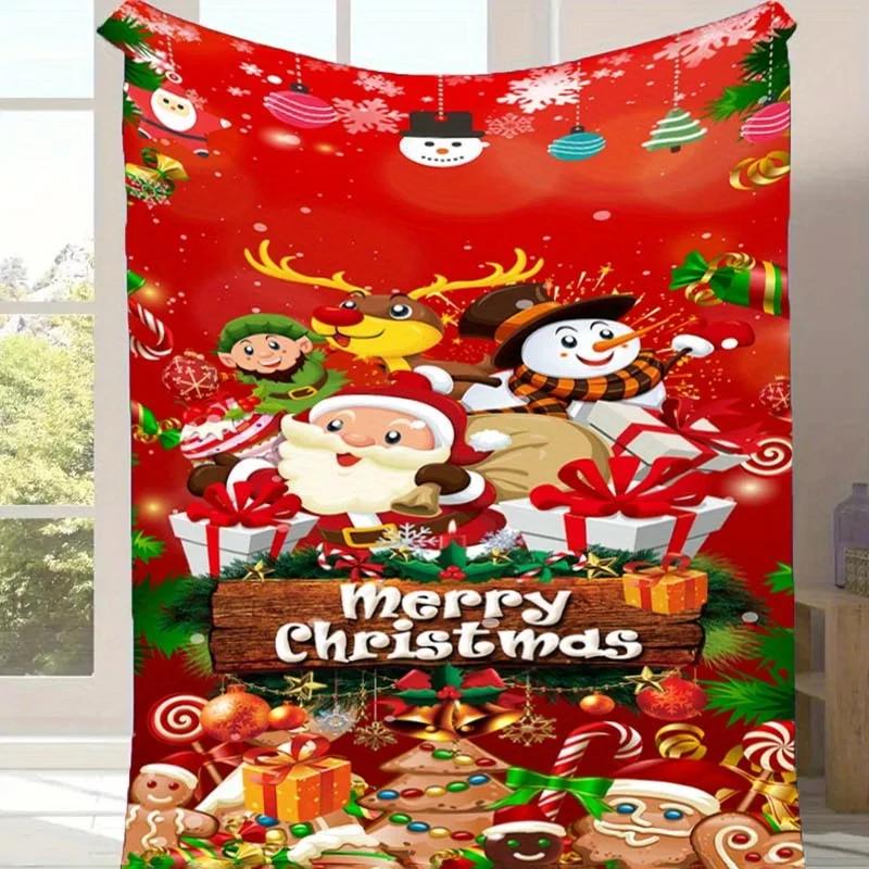 Cozy Santa Claus Christmas Throw Blanket Soft Lightweight For Couch, Bed, And Travel Perfect Holiday New Year Gifts Blankets