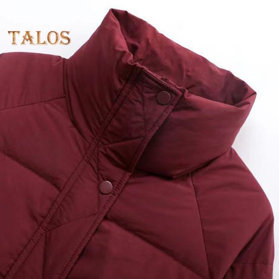 Vinter Dunjakke Fortykket Vattert Ståkrage Store Glidelåslommer Glidelåslukking Vindtett Lange Ermer Varmebevarende Varm Hverdagsovertøy Bomullsjakke