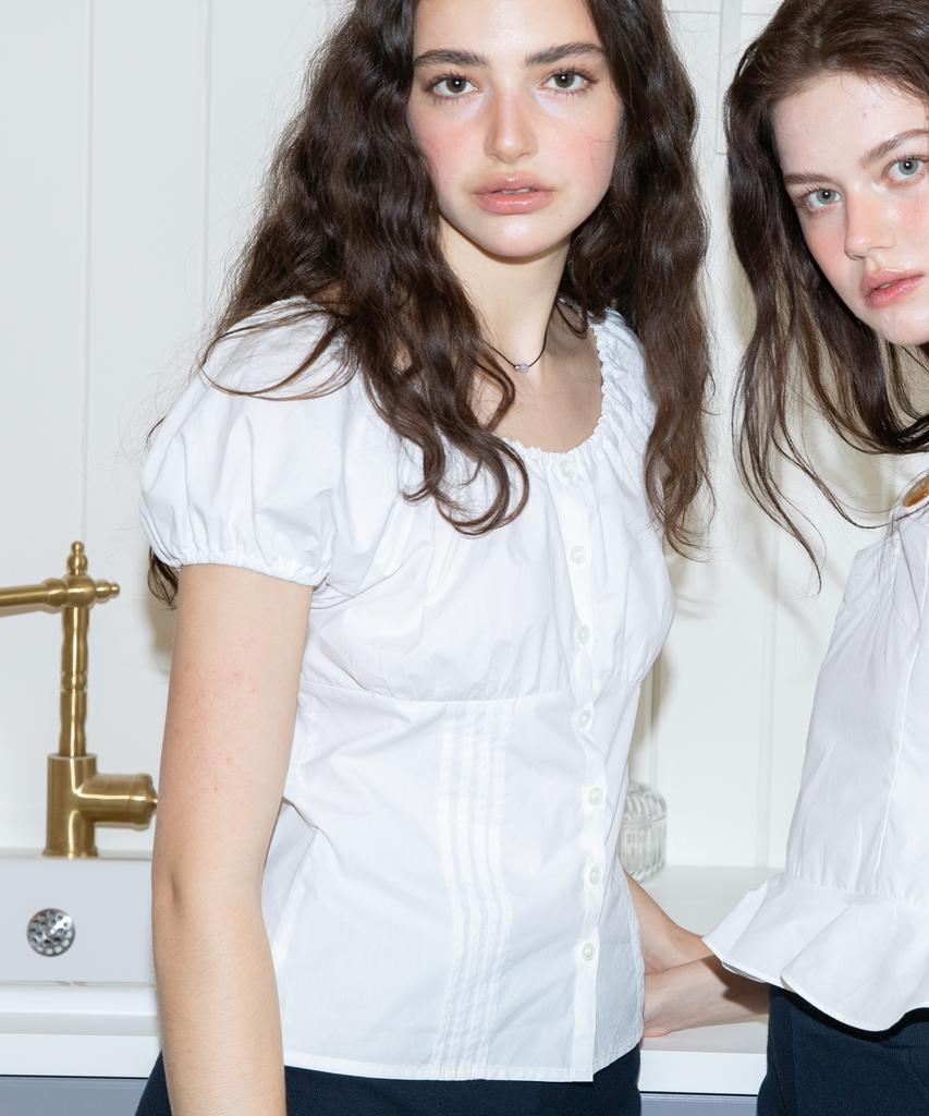 DIMANCHE Sunday Puff Blouse (White)