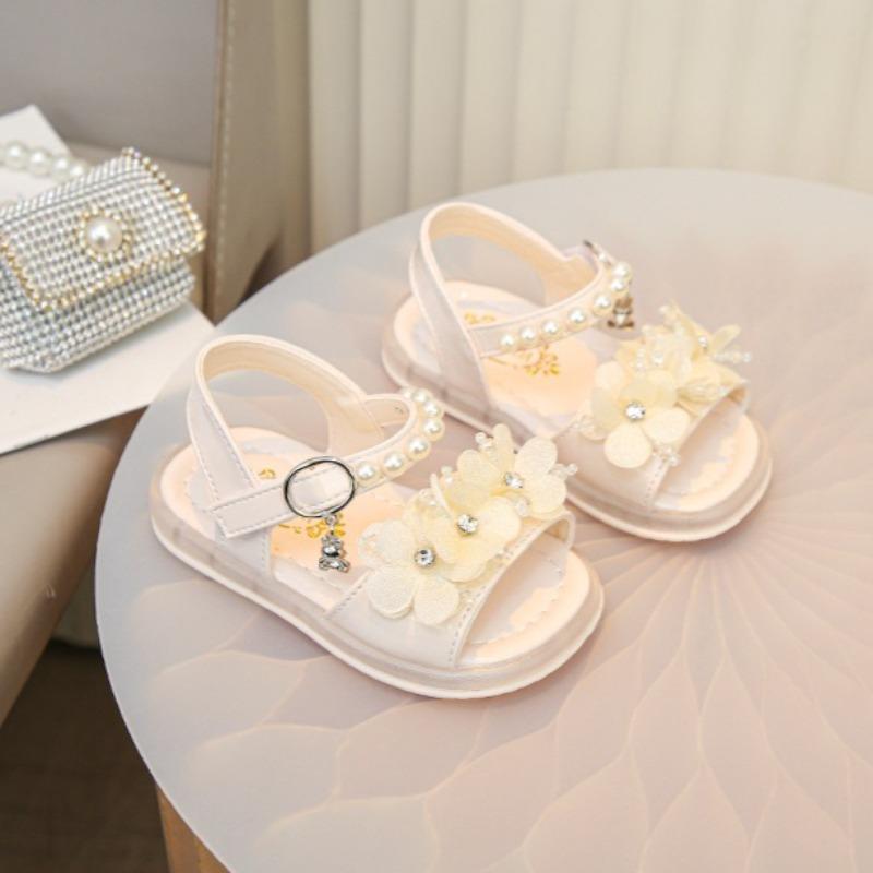 Summer Girls Flower Rhinestone Light Up Anti-Slip Princess Sandals For Baby Girls