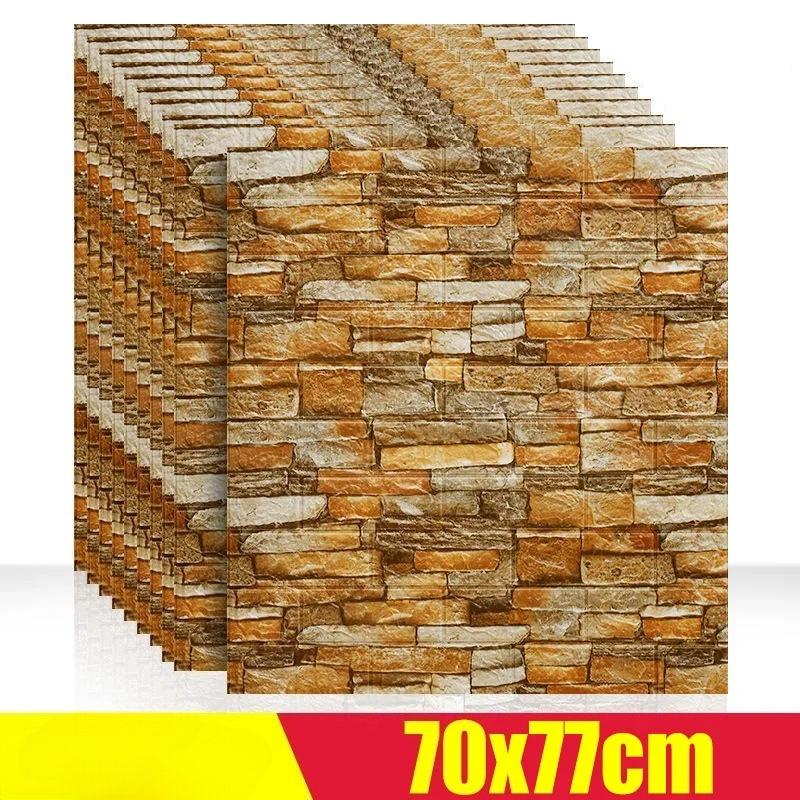 1/5/12pcs Foam 3D Wall Decor Sticker Waterproof Self-adhesive Brick Wallpaper DIY Living Room Wall Sticker Background for Office