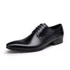 Men's Pointed Toe Leather Dress Shoes - Black European Style