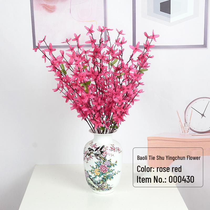 Artificial Yellow Winter Jasmine Bouquet, 7-Fork for Mall Decor & Spring Gardens