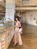 2026 Summer Pink Floral Ruffle Dress with Flutter Sleeves for Women