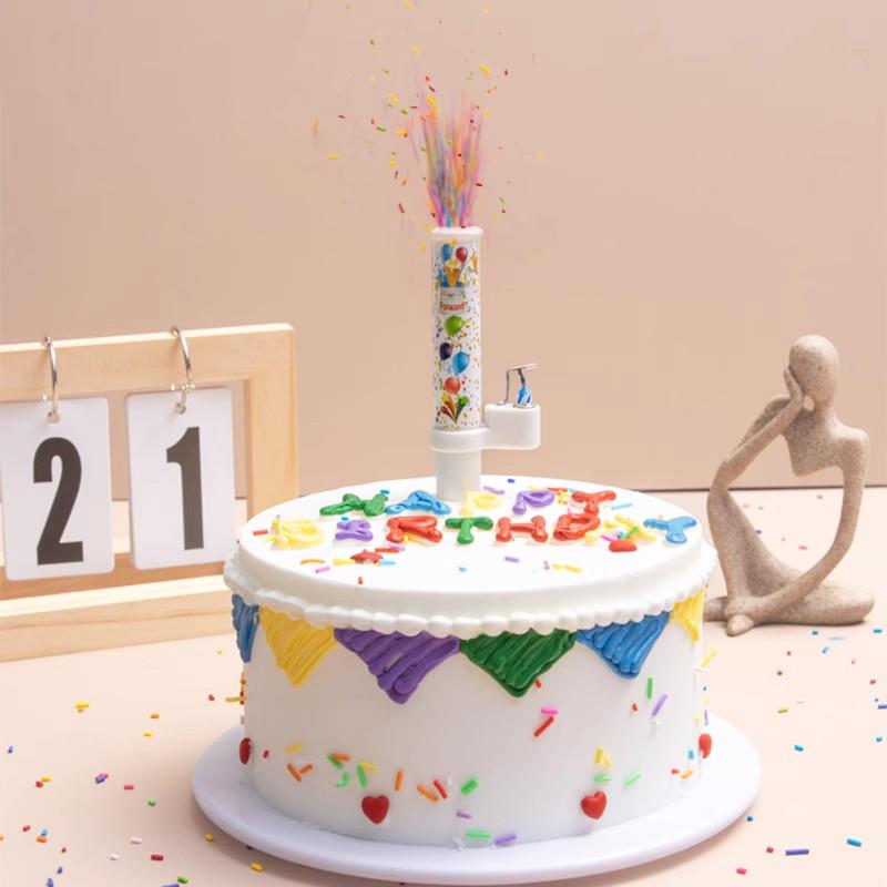 Surprise Music Singing Cake Candles with Candy Confetti Fountain for Birthday Parties