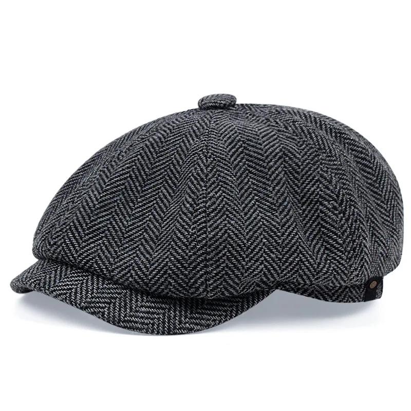 Springtime Retro British Style Newsboy Cap Men Vintage Brand New Octagonal Flat CapCotton Ascot Caps Khaki Male Spring Summer