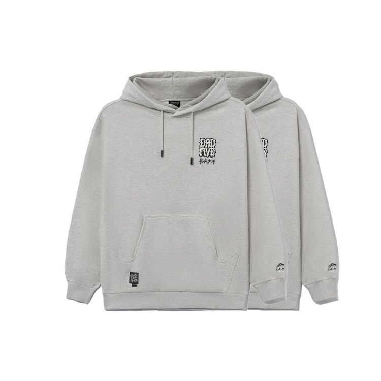 Li Ning Badfive Foam Fleece Pullover Sweatshirt Unisex Sweatshirt Gray AWDRF95-4