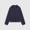 GAP Women's Logo Striped Henley Hooded Knit Top