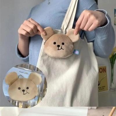 Super entzückende Plüschbär-Geldbörse, 3D-Cartoon-Aufbewahrungstasche, Outdoor-Reisetasche für Mädchen, Geldbörse, Kopfhörer, Datumskabel, Reißverschlusstasche