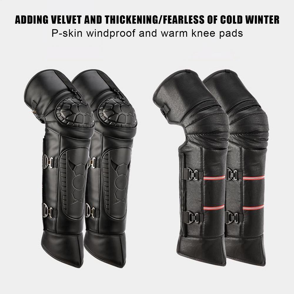 Winter Electric Motorcycle Knee Guards Riding Waterproof Cold Collision Resistant Warm PU Windproof Thickened Leg and Knee Guard