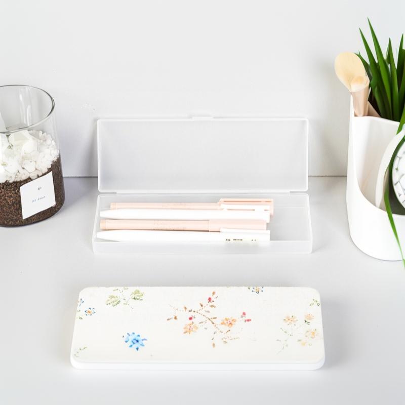 Matte Transparent Pencil Case Frosted Plastic Pen Storage Box For School Office Stationery Organization Supplies