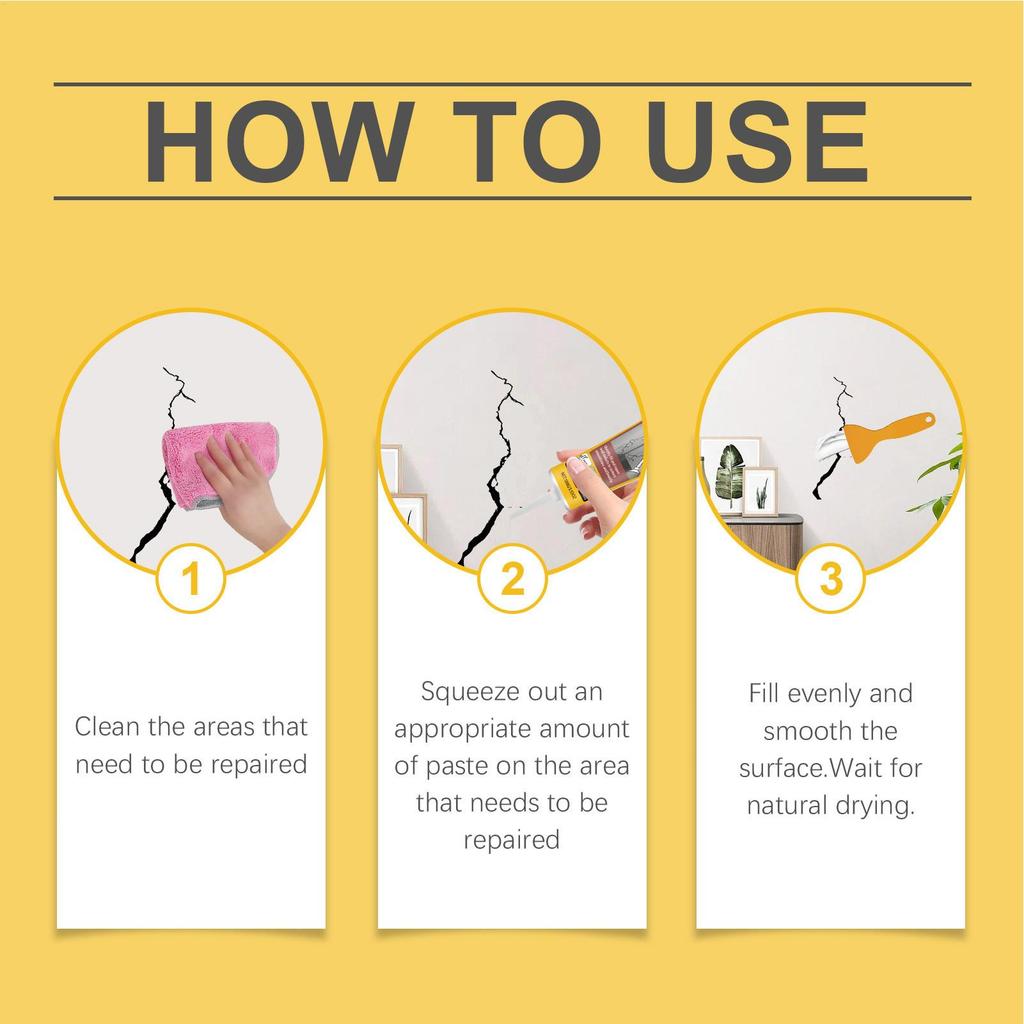 Wall Mending Paste Cracked Peeled Holes Mending Mildewproof Drywall Mending Patching Wall Latex Paint for Living Room Bedroom