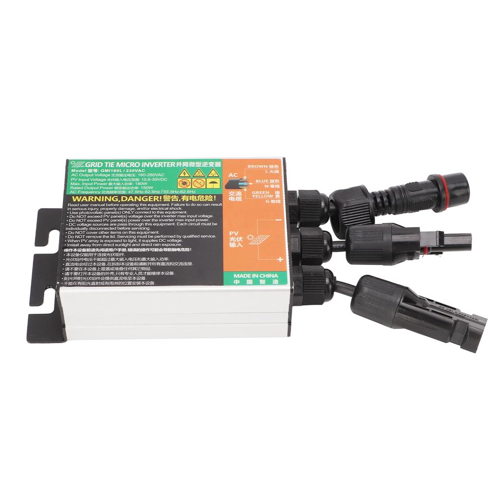 Solar Grid Tie Inverter Pure Sine Wave 180W 230V 10.8V to 30V DC Input to AC 180V to 280V Output