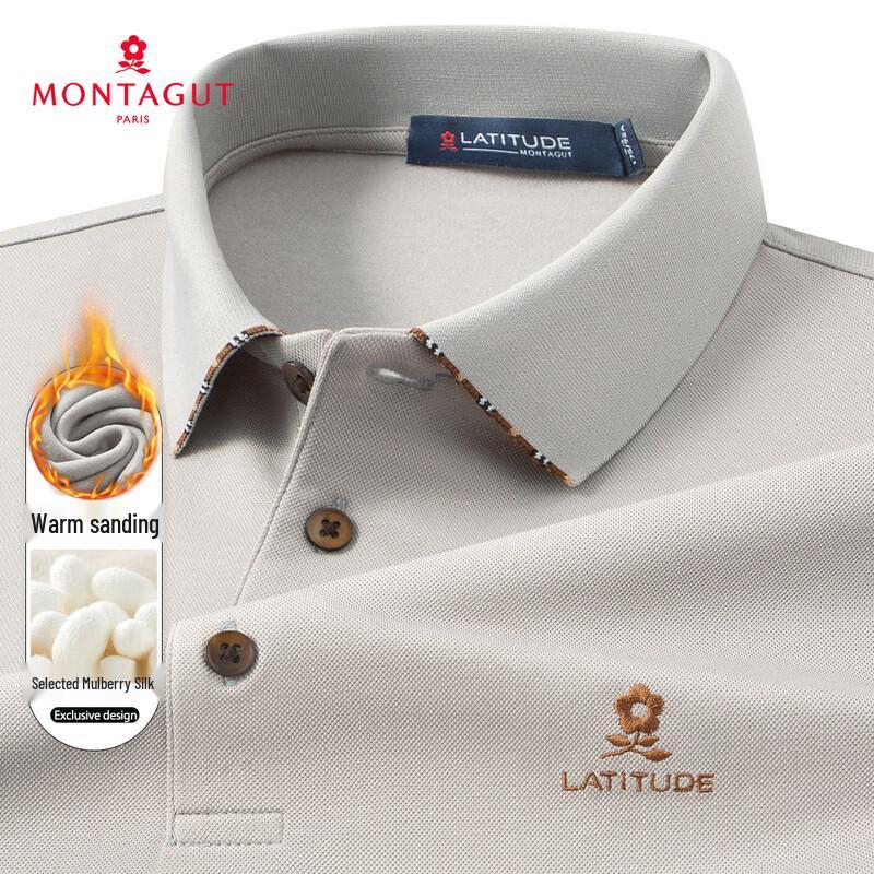 

MONTAGUT Men s Mulberry Silk Blend Brushed Warm Polo Shirt 54