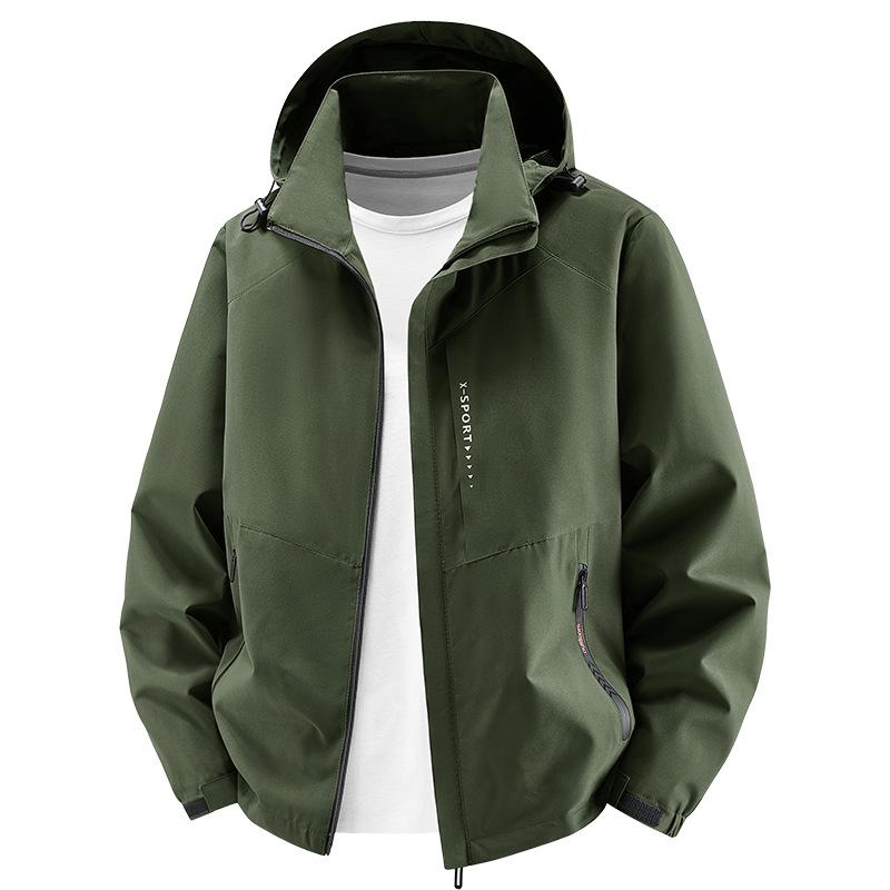 Men's Casual Hooded Windbreaker Jacket - Breathable, Loose Fit, Plus Size, for Spring and Autumn
